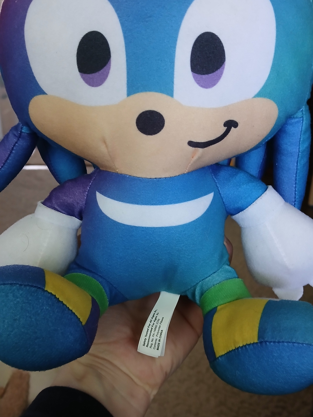 Blue Sonic Style Plush Toy - Kids Soft Character Plush